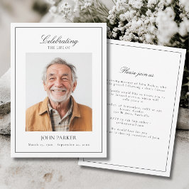Invitación Elegant Minimal Celebration of Life Funeral Photo 