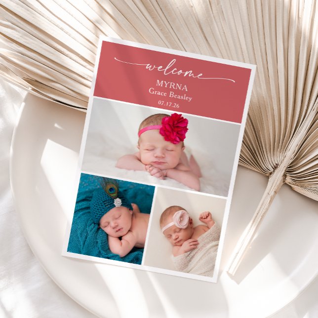 Invitación Elegant Minimal Chic Photo Baby Announcement Card (Subido por el creador)