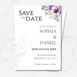 Invitación Elegant Minimal Floral Save the Date Card 
