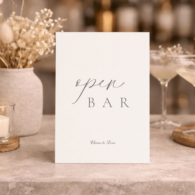 Invitación Elegant Minimal Open Bar Wedding Sign (Subido por el creador)