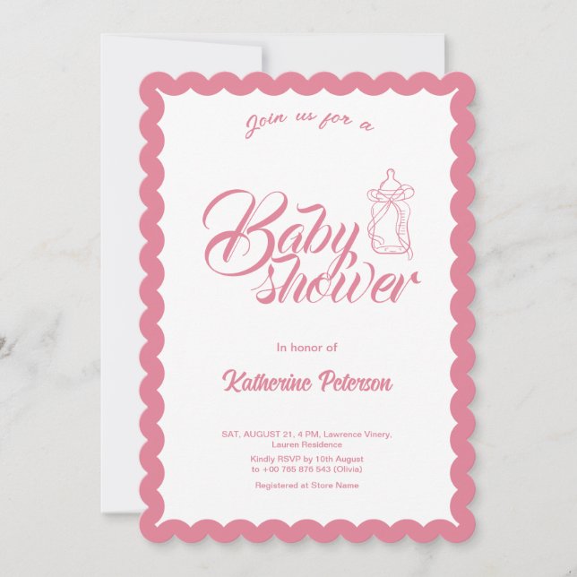 Invitación Elegant Minimal Scalloped Baby Shower Invitation (Anverso)