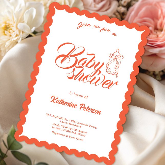 Invitación Elegant Minimal Scalloped Baby Shower Invitation (Subido por el creador)