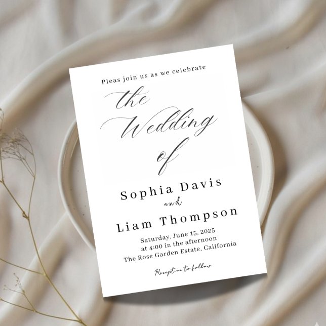 Invitación Elegant Minimal Script Black and White Wedding Inv (Subido por el creador)