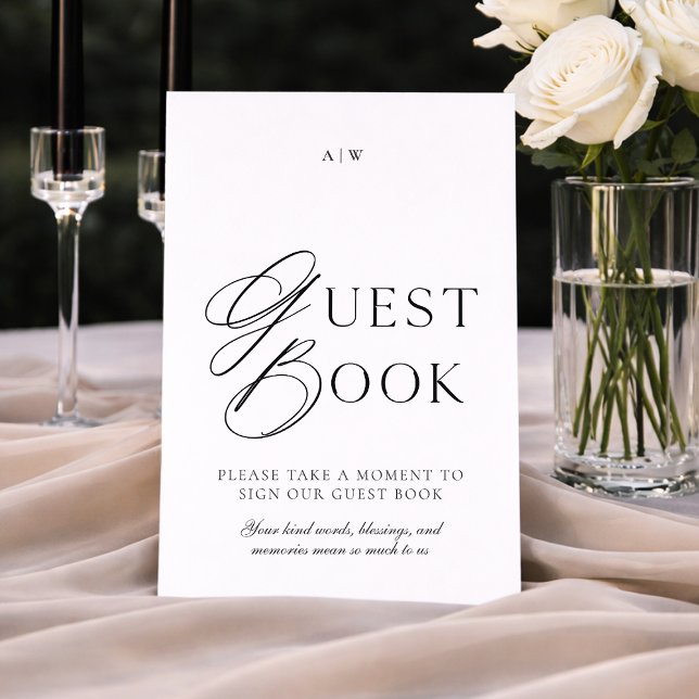 Invitación Elegant Minimal Wedding Guest Book Sign (Subido por el creador)