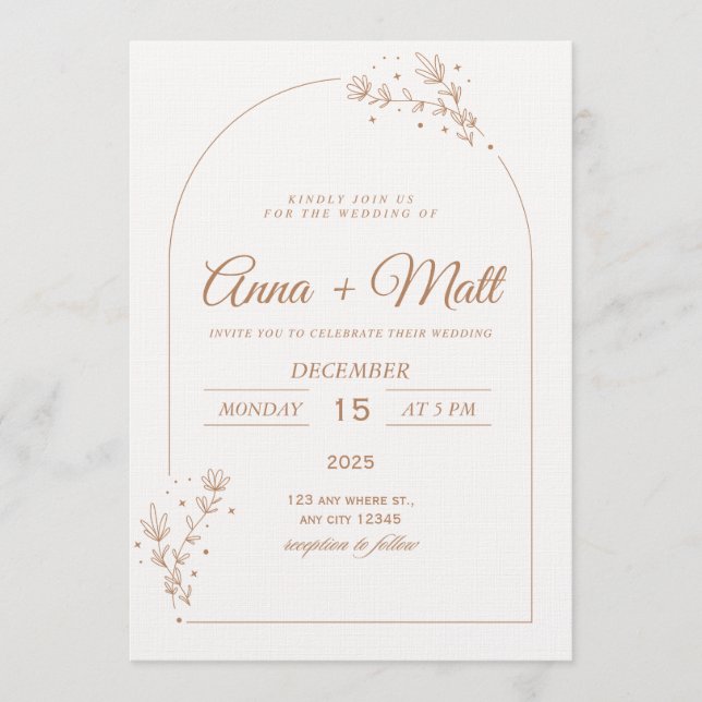 Invitación Elegant Minimal Wedding Invitation  (Anverso)