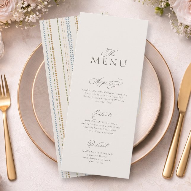 Invitación Elegant Minimal Wedding Menu Card with Pattern (Subido por el creador)