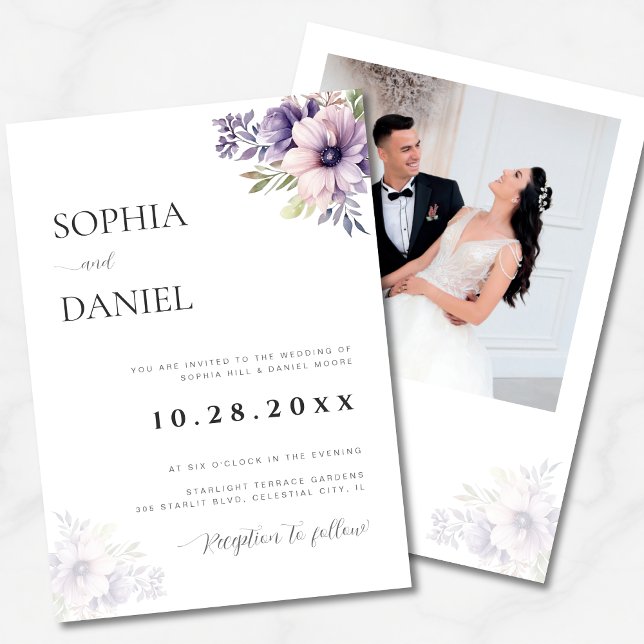 Invitación Elegant Minimal White Floral Wedding Invitation  (Subido por el creador)