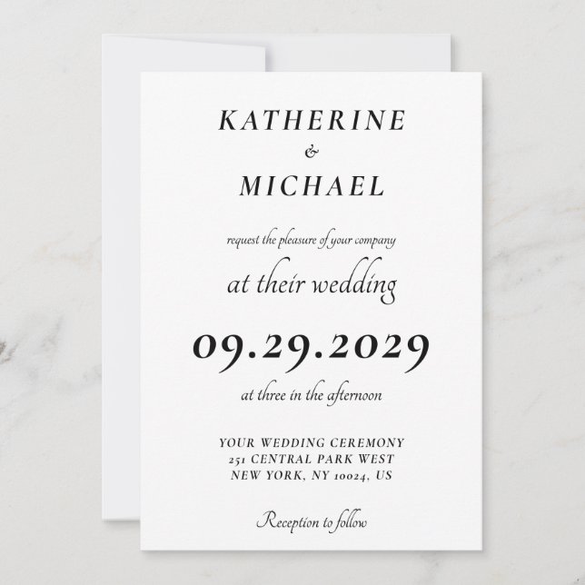 Invitación Elegant Minimal White Wedding Invitations (Anverso)