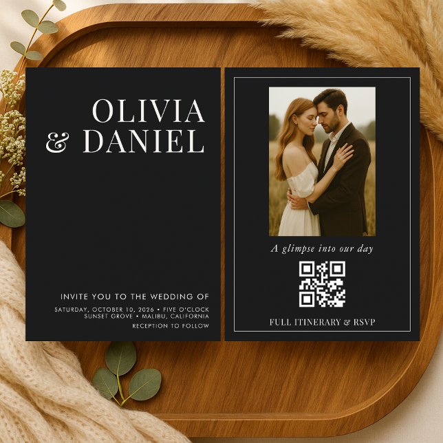 Invitación Elegant Minimalist Black Photo Wedding (Subido por el creador)