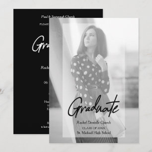 Invitación Elegant Minimalist Black & White Photo Graduation