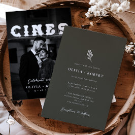 Invitación Elegant Minimalist Botanical Photo Wedding