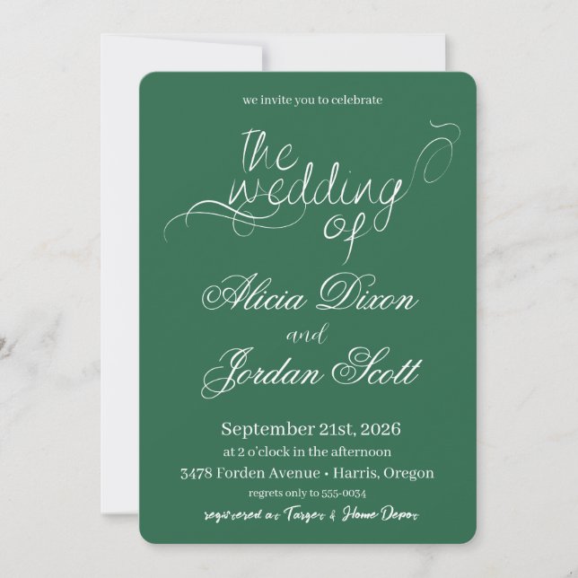Invitación Elegant Minimalist Calligraphy Wedding Invitation (Anverso)