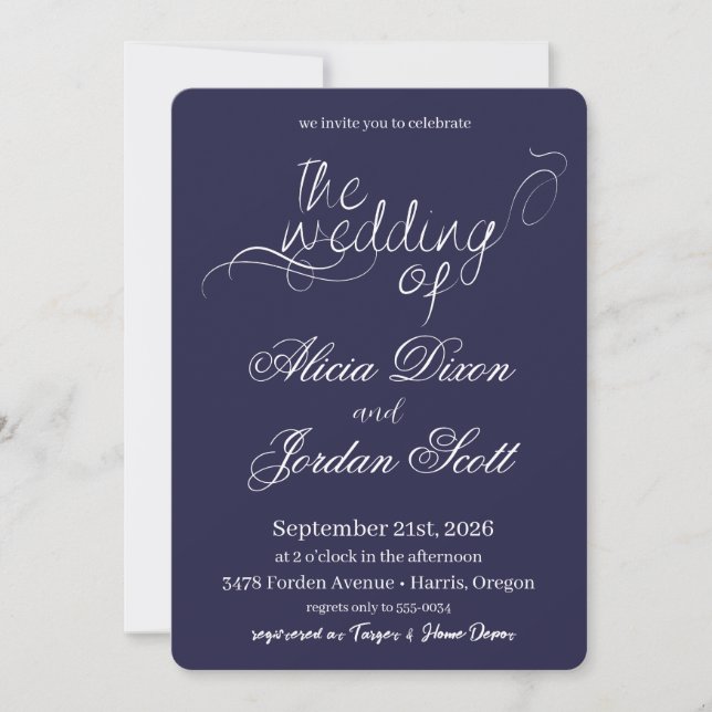 Invitación Elegant Minimalist Calligraphy Wedding Invitation (Anverso)