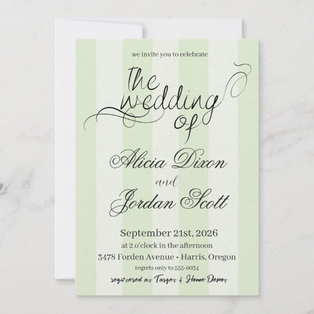 Invitación Elegant Minimalist Calligraphy Wedding Invitation (Anverso)