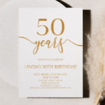 Invitación Elegant Minimalist Champagne 50th Birthday Party<br><div class="desc">This is a Minimal Minimalist Champagne White 50th Birthday Party Invitation!</div>