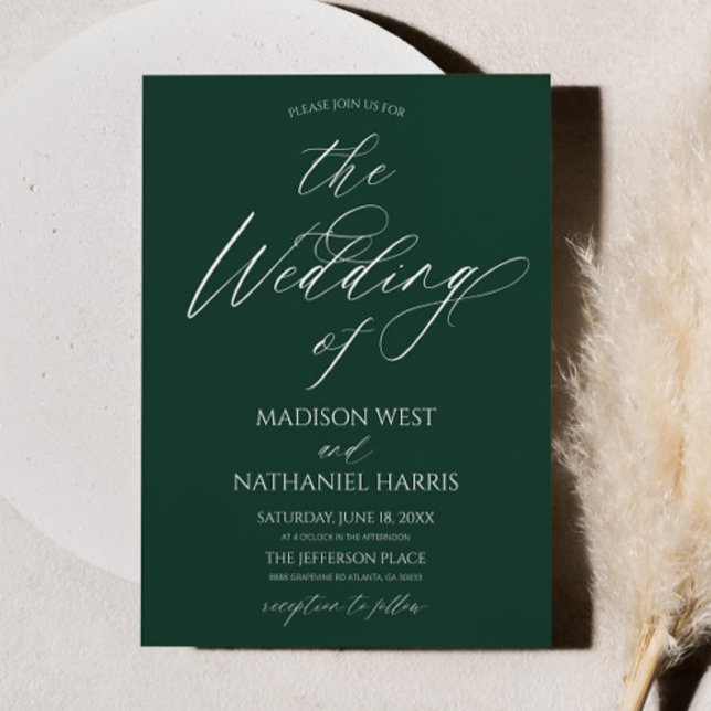 Invitación Elegant Minimalist Emerald Green Wedding (Subido por el creador)