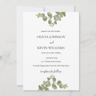 Invitación Elegant Minimalist Eucalyptus Wedding Invitation