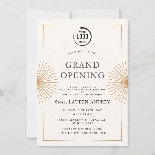 Invitación Elegant Minimalist Grand Opening Invitation (Anverso)