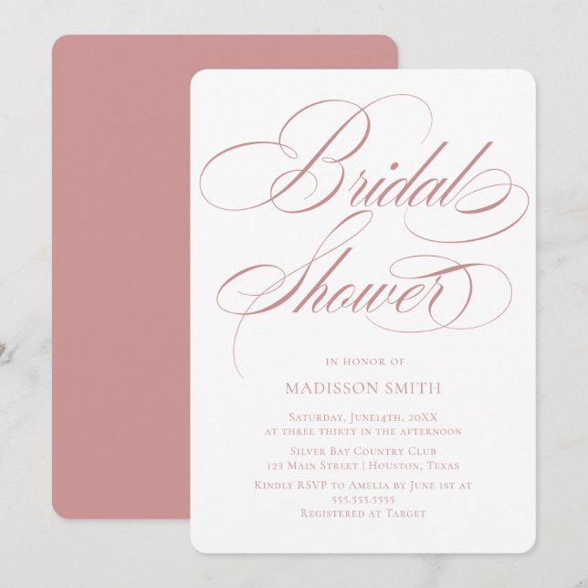 Invitación Elegant Minimalist modern Bridal Shower  (Anverso / Reverso)