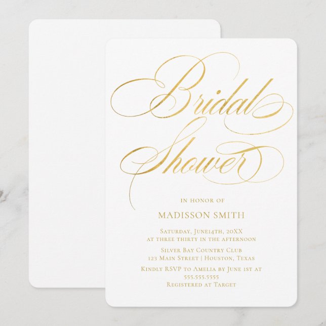 Invitación Elegant Minimalist modern Bridal Shower  (Anverso / Reverso)