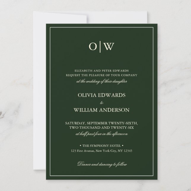 Invitación Elegant Minimalist Monogram Wedding (Anverso)
