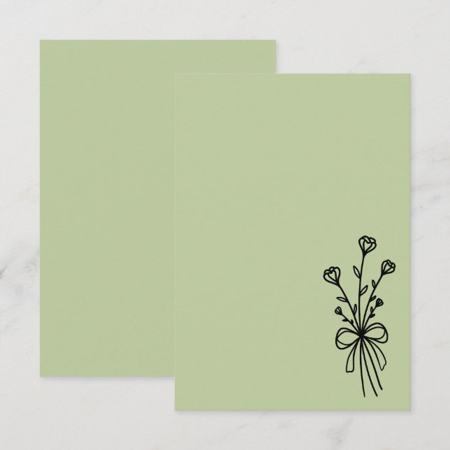 Invitación Elegant Minimalist Sage Green (Anverso / Reverso)