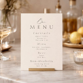 Invitación Elegant Minimalist Taupe Wedding Bar Menu Sign