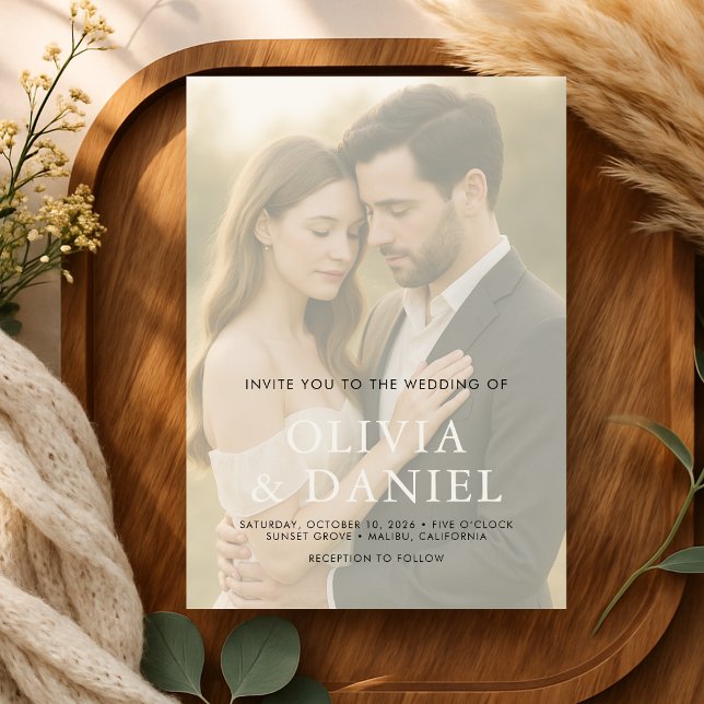 Invitación Elegant Minimalist Transparent Photo Wedding (Subido por el creador)