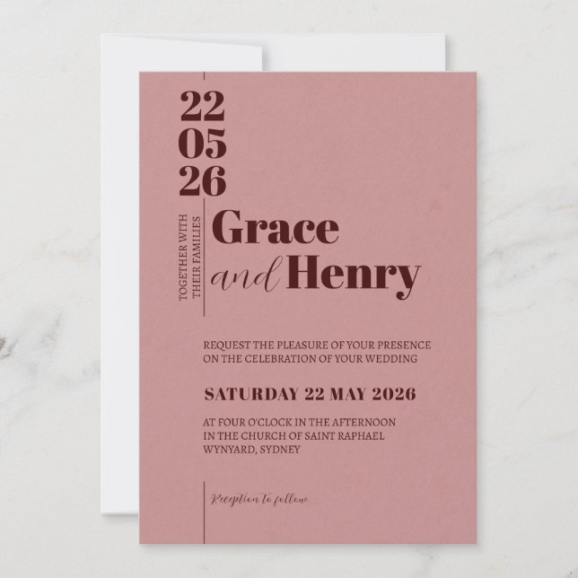 Invitación Elegant Minimalist Wedding Invitation (Anverso)