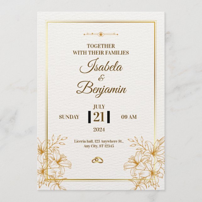 Invitación Elegant Minimalist Wedding Invitation | Classic Bl (Anverso)