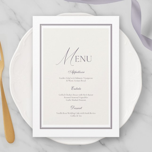 Invitación Elegant Minimalist Wedding Menu Card (Subido por el creador)