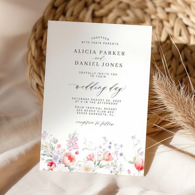 Invitación Elegant minimalist wildflower floral wedding (Subido por el creador)