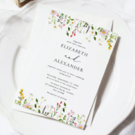 Invitación Elegant Minimalist Wildflower Wedding