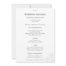 Elegant Minimalist Winter Wedding Details Card