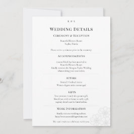 Invitación Elegant Minimalist Winter Wedding Details Card