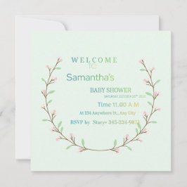 Invitación Elegant Mint Green Botanical Baby Shower 