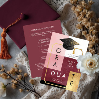 Invitación Elegant Modern Abstract Graduation Cap Party