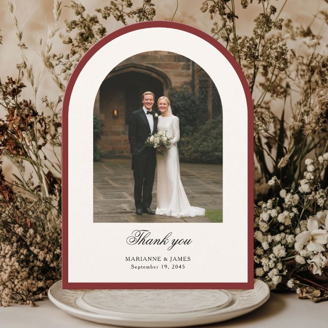 Invitación Elegant Modern Arch Photo Wedding Thank You Card (Subido por el creador)