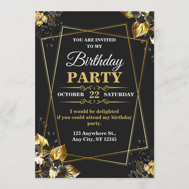 Invitación Elegant & Modern Birthday Card – CUSTOMIZABLE CARD (Anverso)