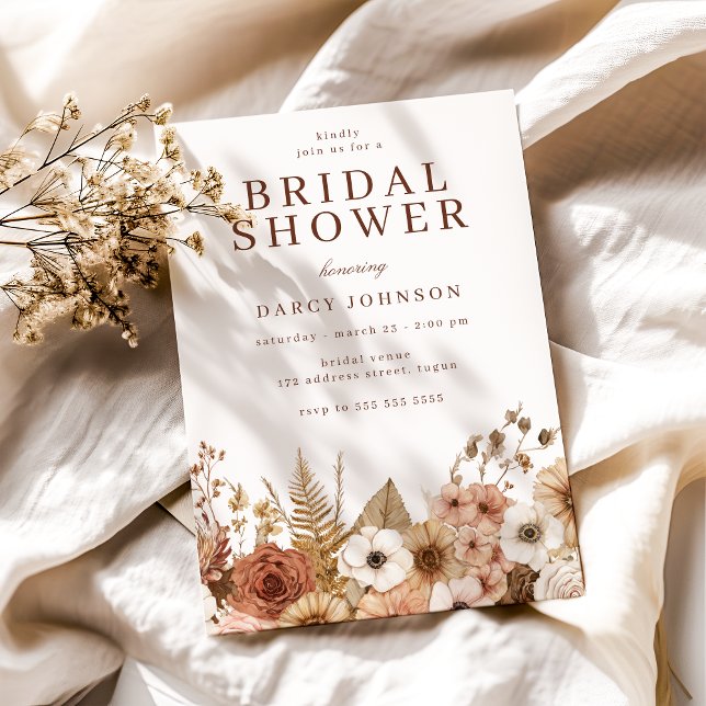 Invitación Elegant Modern Boho Floral Bridal Shower (Subido por el creador)