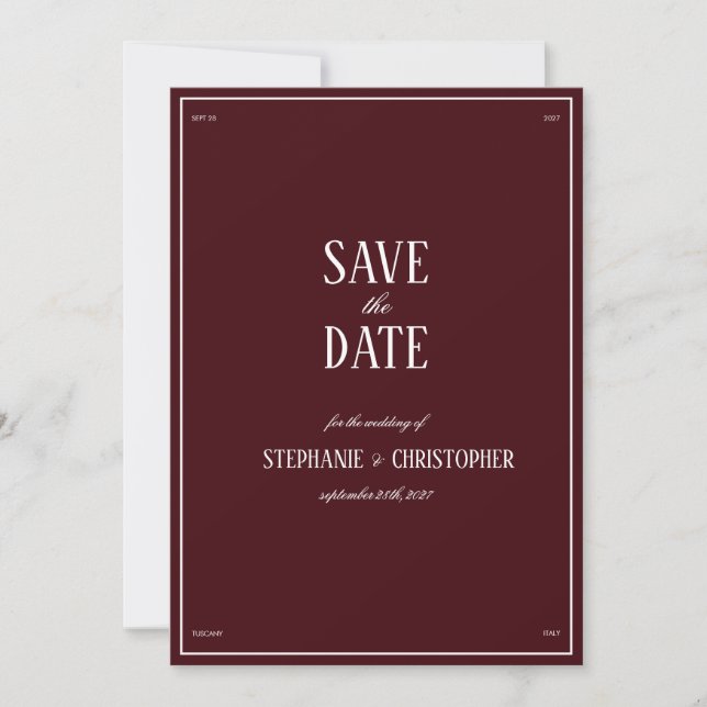 Invitación Elegant Modern Burgundy Wedding (Anverso)