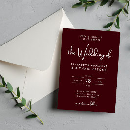 Invitación Elegant & Modern Burgundy Wedding