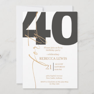 Invitación Elegant Modern Calligraphy 40th Adult Birthday