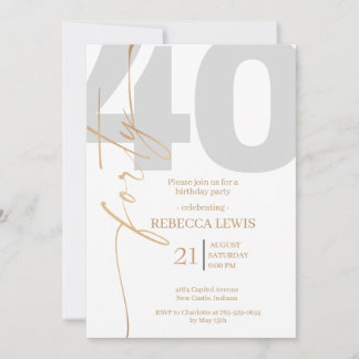 Invitación Elegant Modern Calligraphy 40th Adult Birthday
