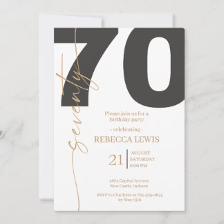Invitación Elegant Modern Calligraphy 70th Adult Birthday
