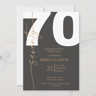 Invitación Elegant Modern Calligraphy 70th Adult Birthday