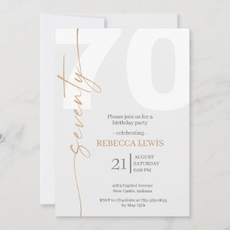 Invitación Elegant Modern Calligraphy 70th Adult Birthday