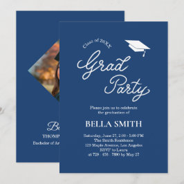 Invitación Elegant Modern Calligraphy Photo Graduation Party 