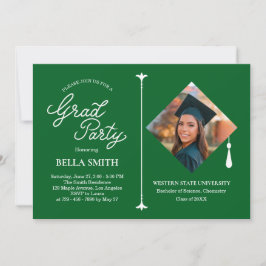 Invitación Elegant Modern Calligraphy Photo Graduation Party 