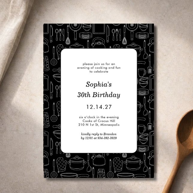 Invitación Elegant Modern Cooking Party Chef Birthday Party (Subido por el creador)